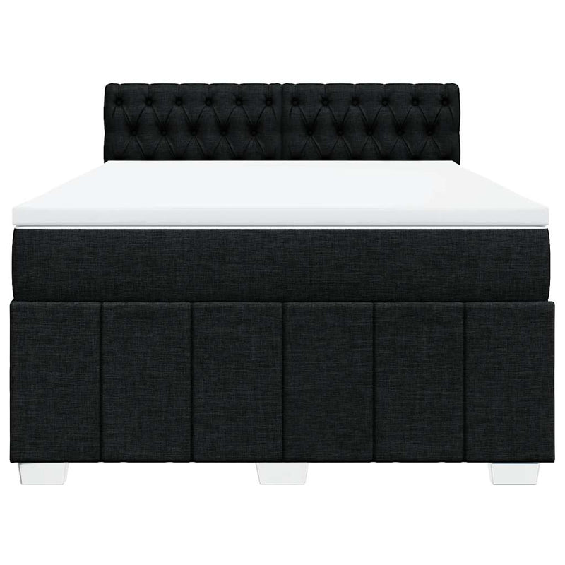 Pat box spring cu saltea, negru, 140x190 cm, textil