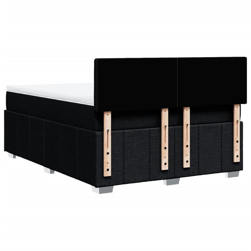 Pat box spring cu saltea, negru, 140x190 cm, textil