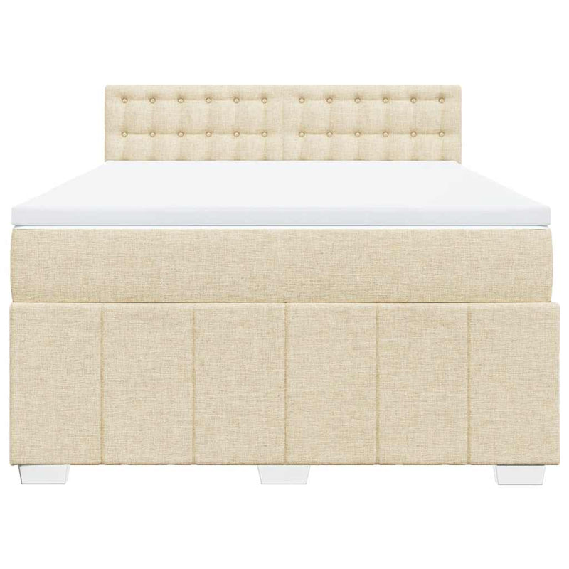 Pat box spring cu saltea, crem, 140x200 cm, textil