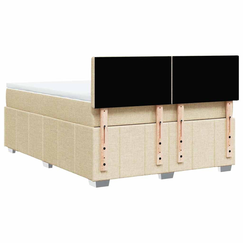 Pat box spring cu saltea, crem, 140x200 cm, textil