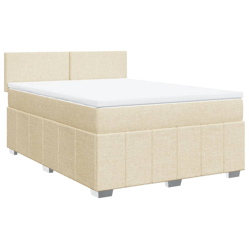 Pat continental cu saltea, crem, 140x200 cm, material textil