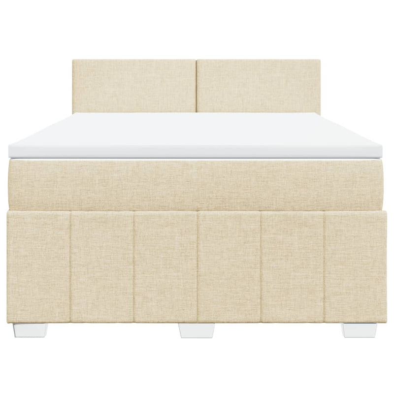 Pat continental cu saltea, crem, 140x200 cm, material textil