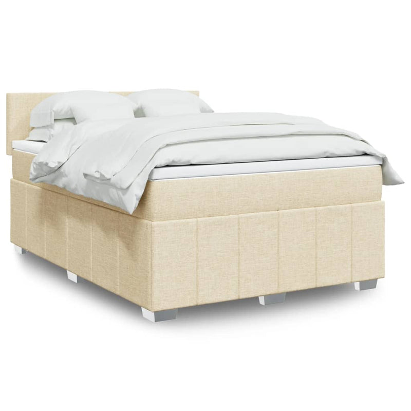 Pat continental cu saltea, crem, 140x200 cm, material textil