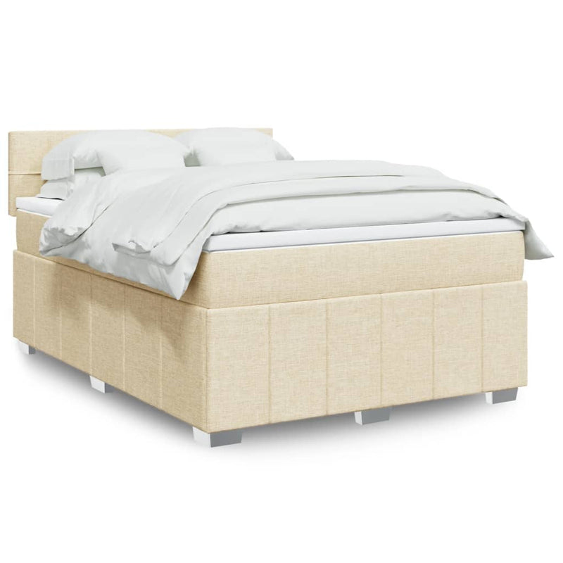 Pat continental cu saltea, crem, 140x200 cm, material textil