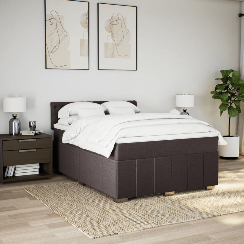 Pat continental cu saltea, maro închis, 140x200 cm, textil