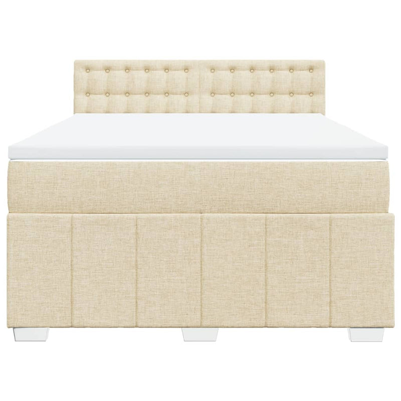 Pat continental cu saltea, crem, 140x200 cm, material textil