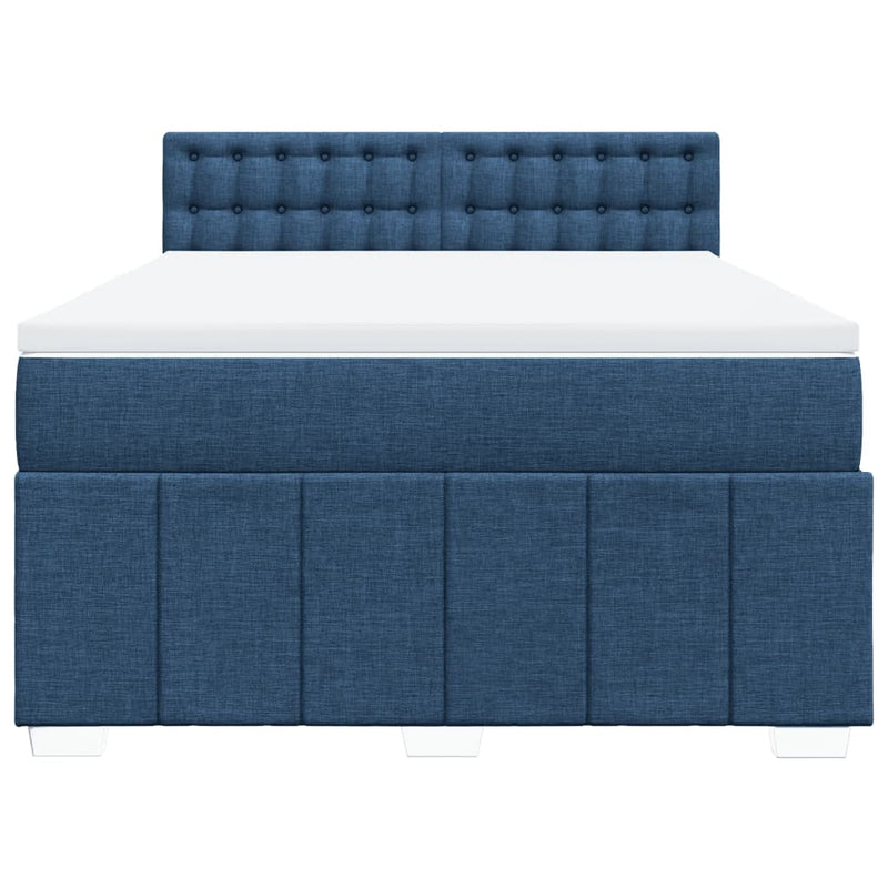 Pat continental cu saltea, albastru, 140x200cm, material textil