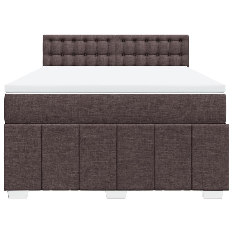 Pat box spring cu saltea, maro închis, 160x200 cm, textil