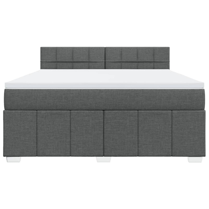 Pat box spring cu saltea, gri închis, 180x200 cm, textil