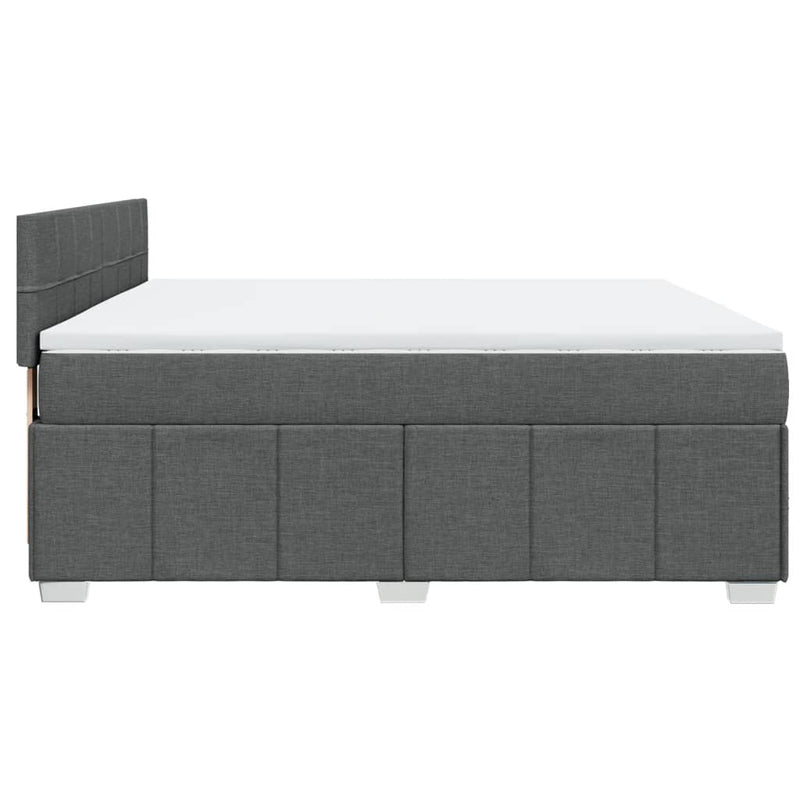Pat box spring cu saltea, gri închis, 180x200 cm, textil