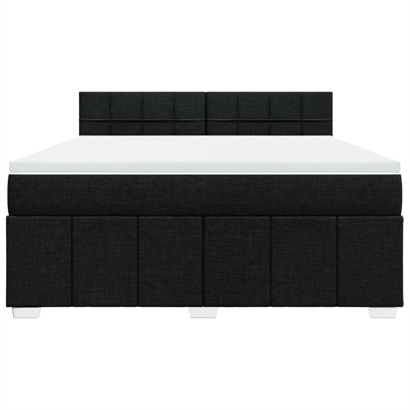 Pat box spring cu saltea, negru, 180x200 cm, catifea