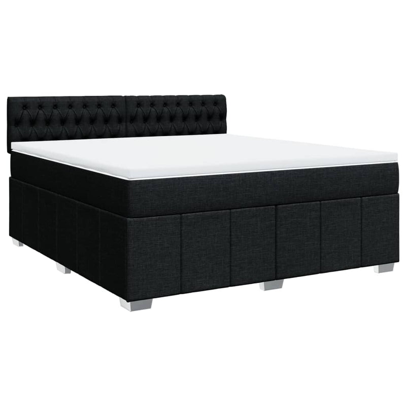 Pat box spring cu saltea, negru, 180x200 cm, catifea