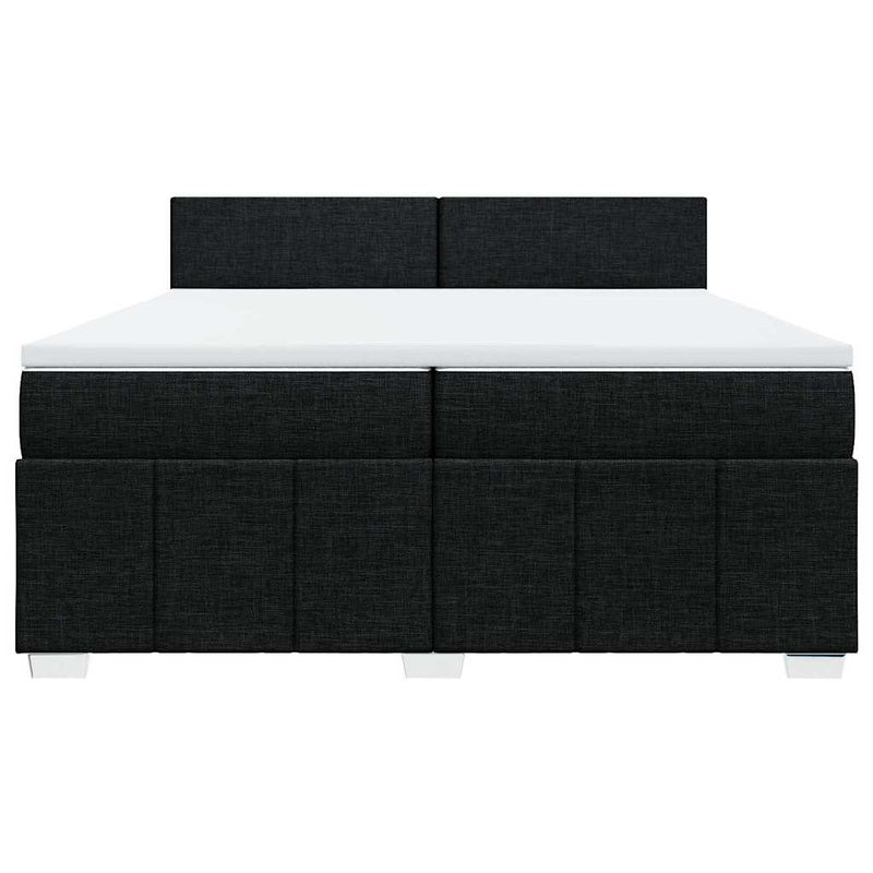 Pat box spring cu saltea, negru, 200x200 cm, textil