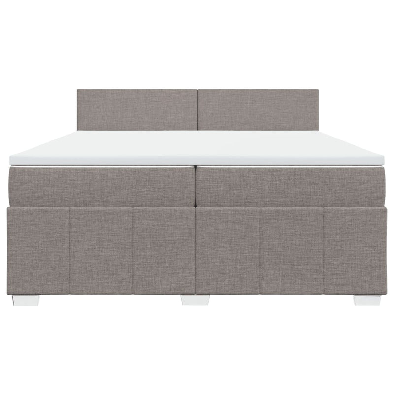 Pat box spring cu saltea, gri taupe, 200x200 cm, textil