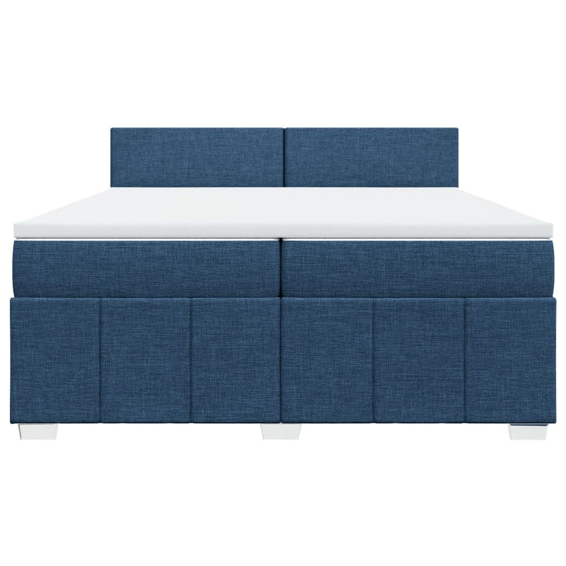 Pat box spring cu saltea, albastru, 200x200 cm, textil