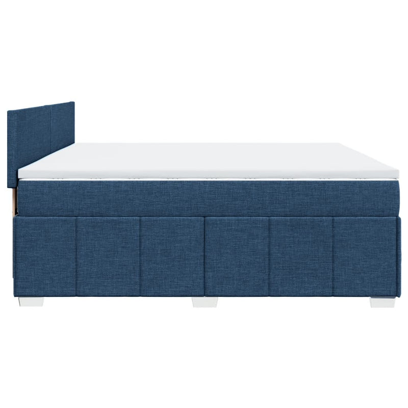 Pat box spring cu saltea, albastru, 200x200 cm, textil