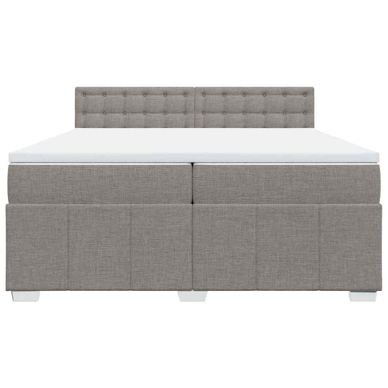 Pat box spring cu saltea, gri taupe, 200x200 cm, textil