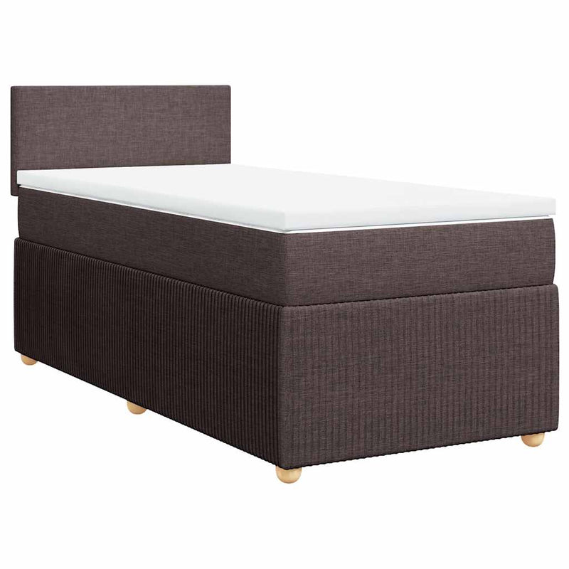 Pat box spring cu saltea, maro închis, 80x200 cm, textil