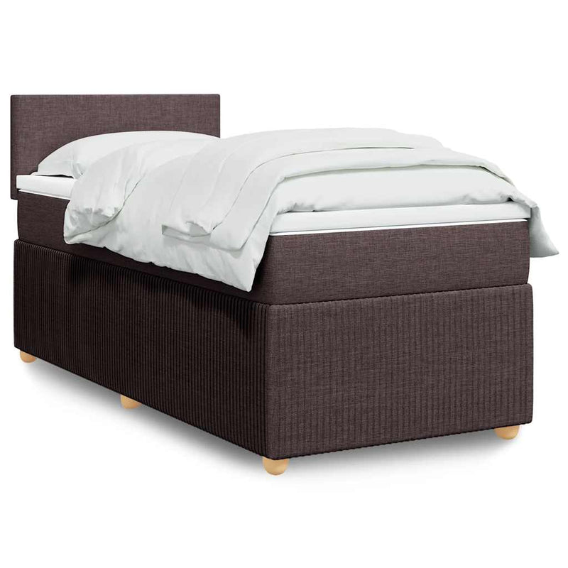 Pat box spring cu saltea, maro închis, 80x200 cm, textil