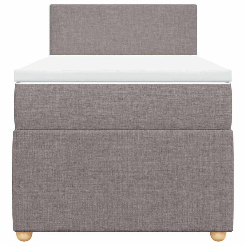 Pat box spring cu saltea, gri taupe, 80x200 cm, textil