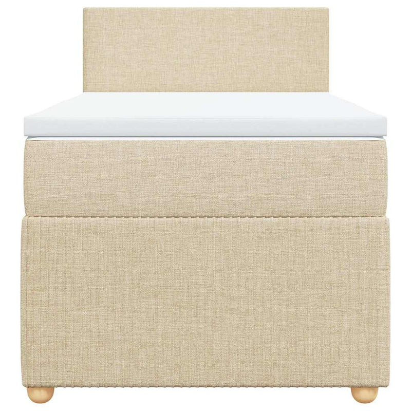 Pat box spring cu saltea, crem, 80x200 cm, textil