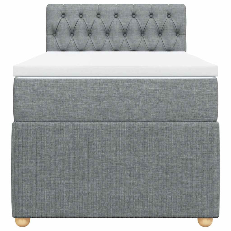 Pat continental cu saltea, gri deschis, 80x200 cm, textil