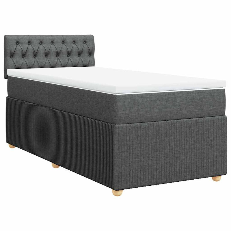 Pat box spring cu saltea, gri închis, 80x200 cm, textil