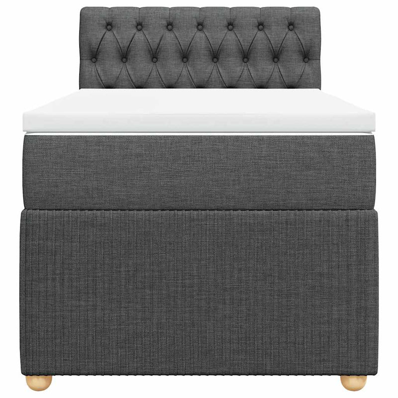 Pat box spring cu saltea, gri închis, 80x200 cm, textil