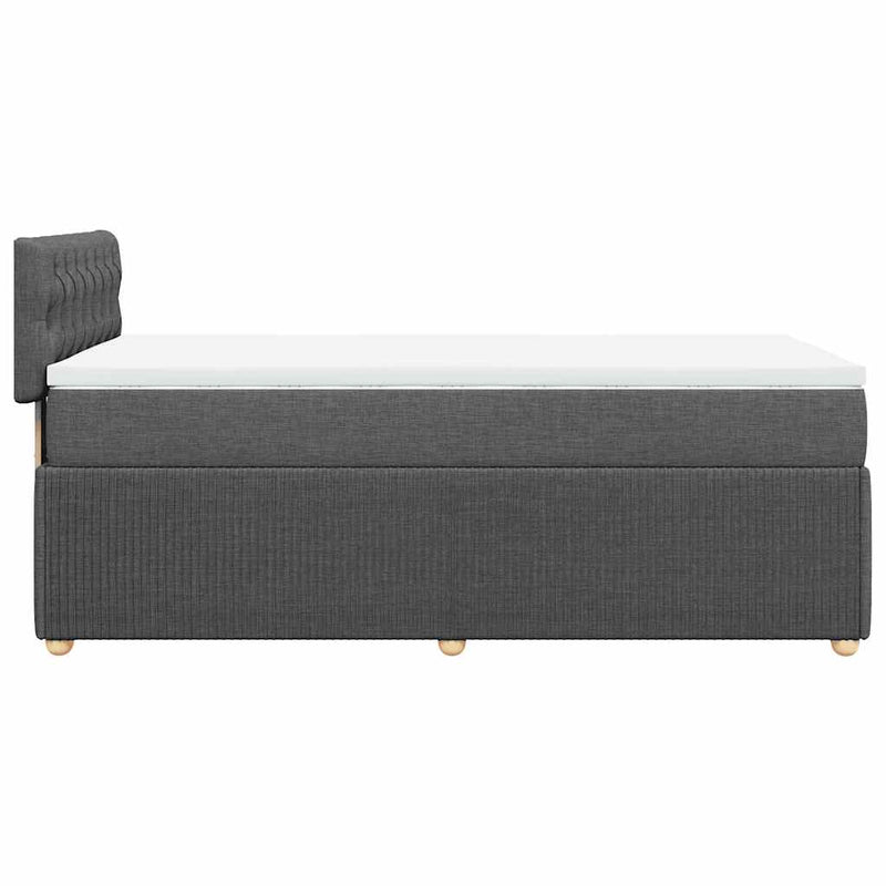 Pat box spring cu saltea, gri închis, 80x200 cm, textil