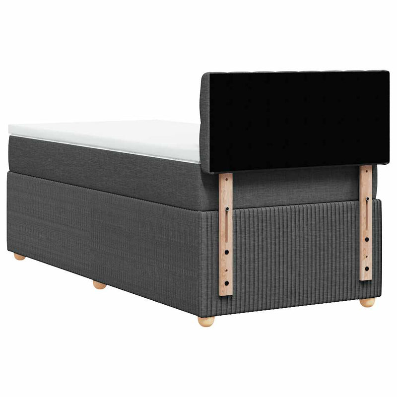 Pat box spring cu saltea, gri închis, 80x200 cm, textil