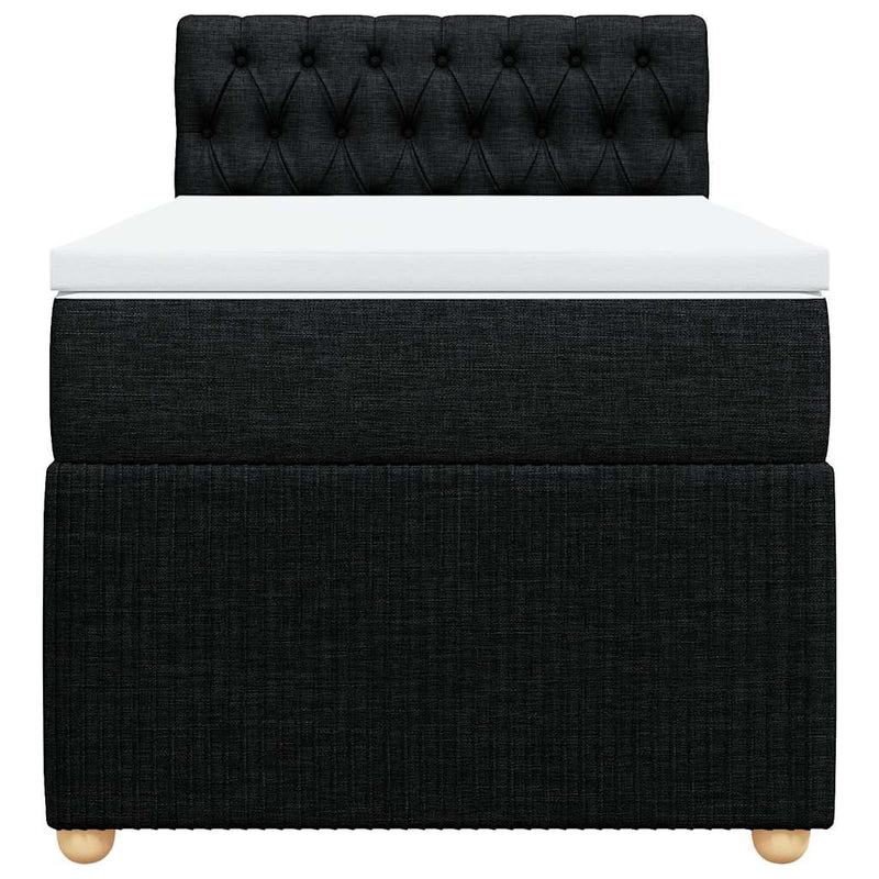 Pat box spring cu saltea, negru, 80x200 cm, textil