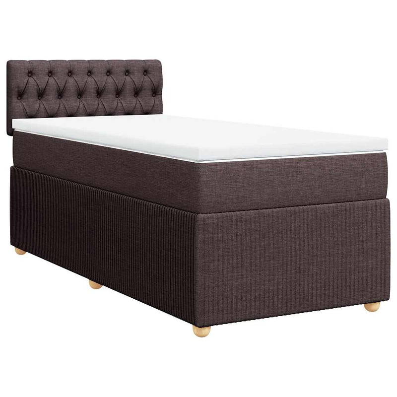 Pat box spring cu saltea, maro închis, 80x200 cm, textil