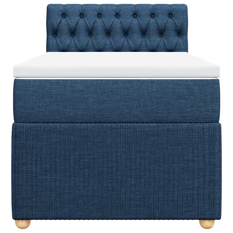Pat box spring cu saltea, albastru, 80x200 cm, textil
