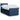 Pat box spring cu saltea, albastru, 80x200 cm, textil