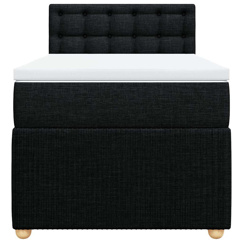 Pat box spring cu saltea, negru, 80x200 cm, textil