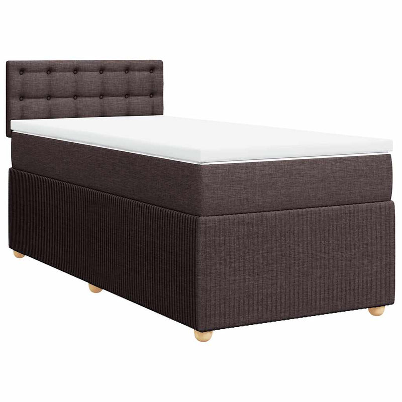 Pat box spring cu saltea, maro închis, 80x200 cm, textil