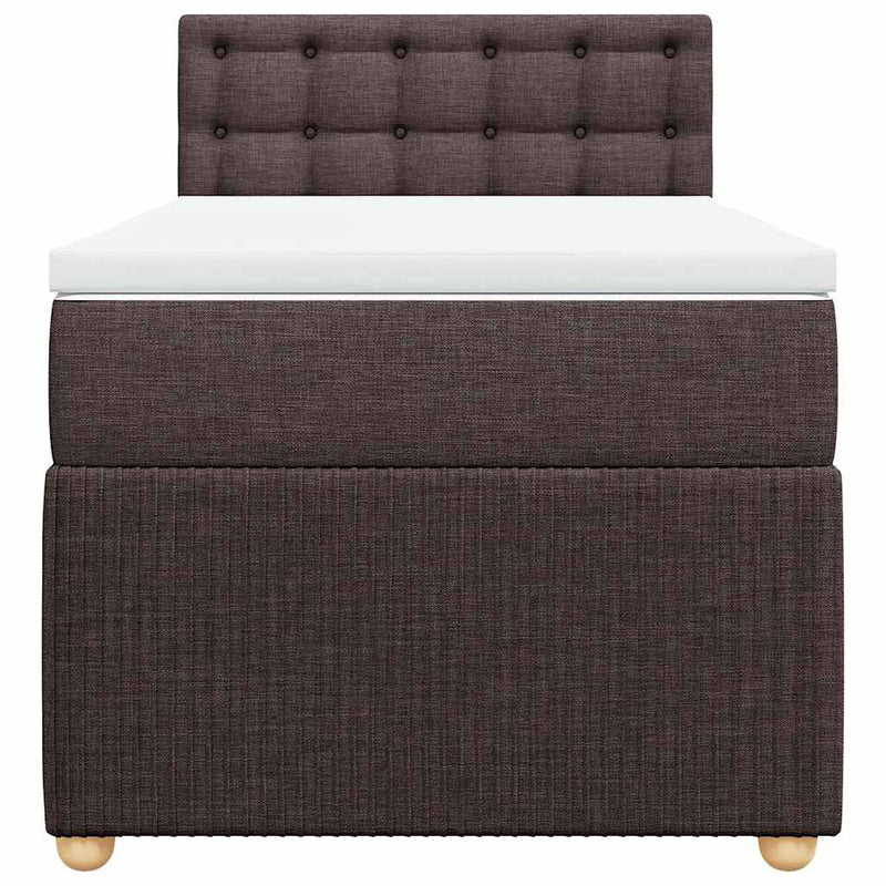Pat box spring cu saltea, maro închis, 80x200 cm, textil