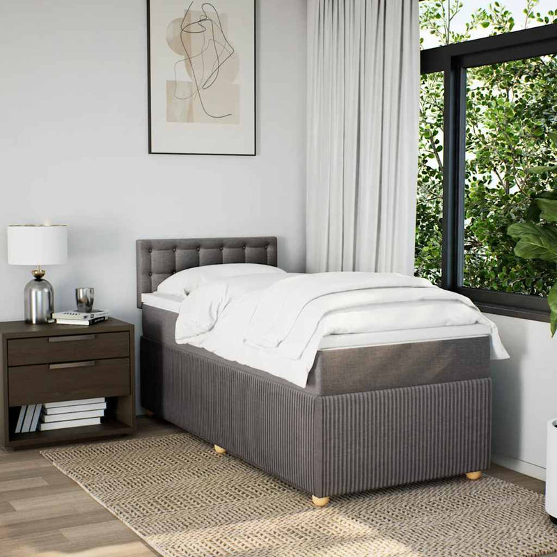 Pat box spring cu saltea, gri taupe, 80x200 cm, textil