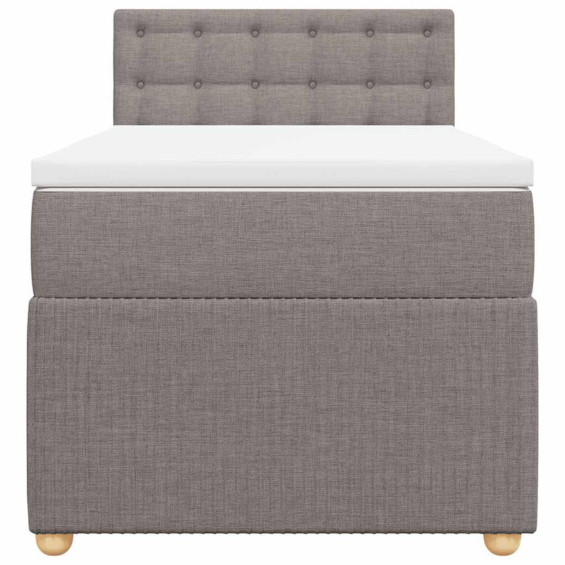 Pat box spring cu saltea, gri taupe, 80x200 cm, textil