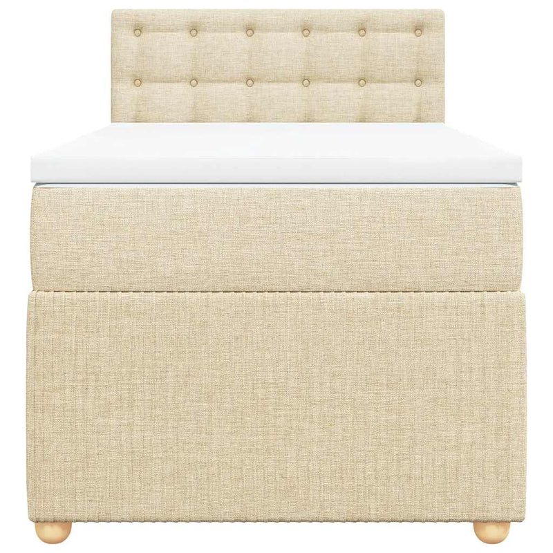 Pat box spring cu saltea, crem, 80x200 cm, textil