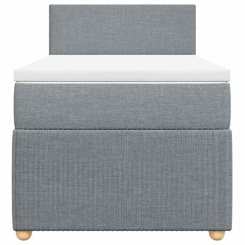 Pat box spring cu saltea, gri deschis, 90x190 cm, textil