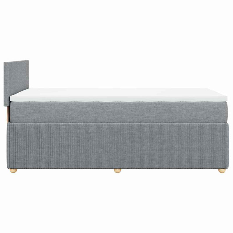 Pat box spring cu saltea, gri deschis, 90x190 cm, textil