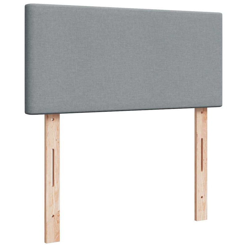 Pat box spring cu saltea, gri deschis, 90x190 cm, textil