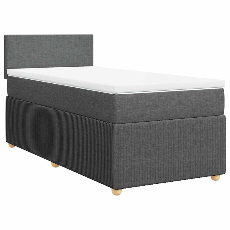 Pat box spring cu saltea, gri închis, 90x190 cm, textil