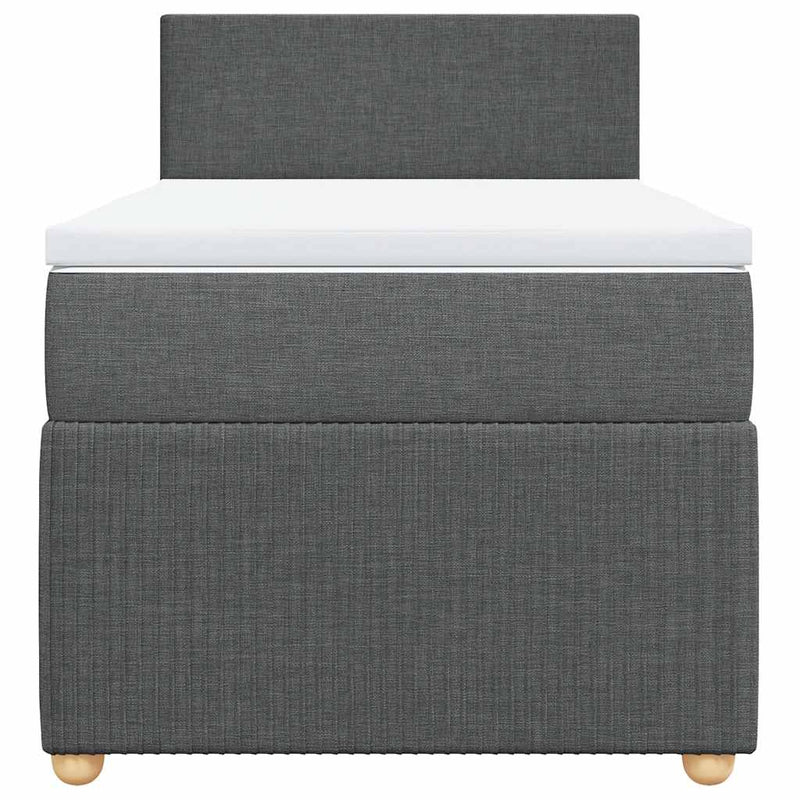 Pat box spring cu saltea, gri închis, 90x190 cm, textil