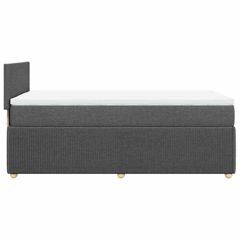 Pat box spring cu saltea, gri închis, 90x190 cm, textil