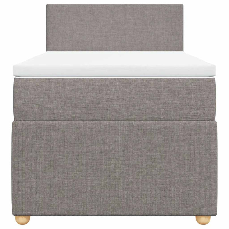 Pat box spring cu saltea, gri taupe, 90x190 cm, textil