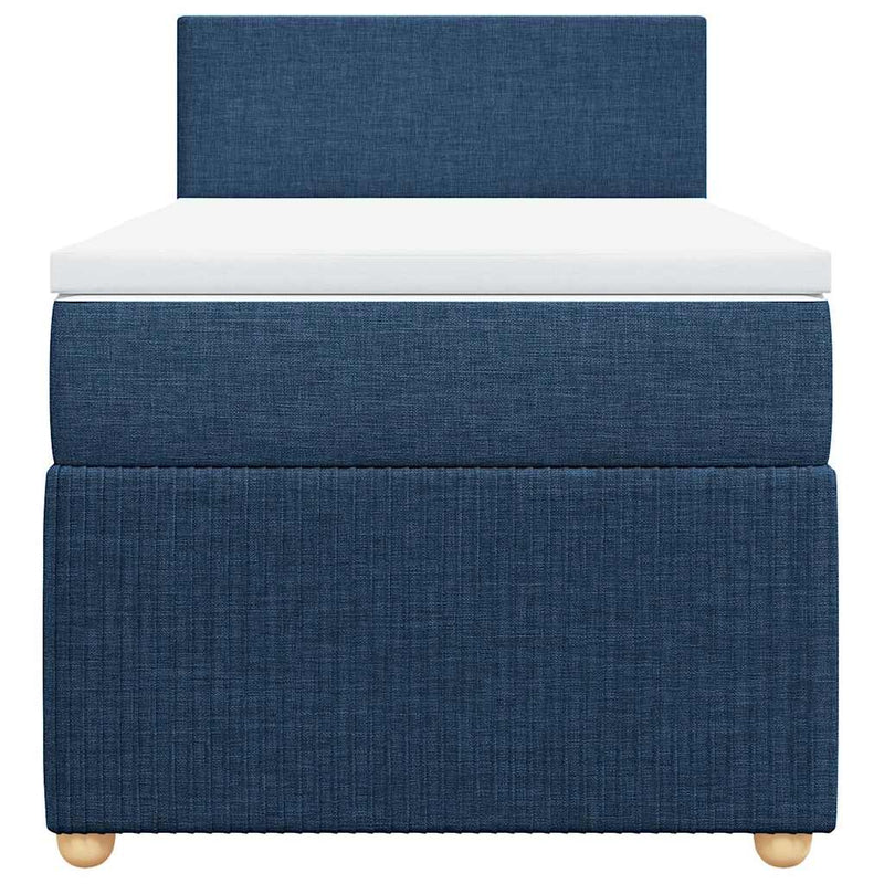 Pat box spring cu saltea, albastru, 90x190 cm, textil