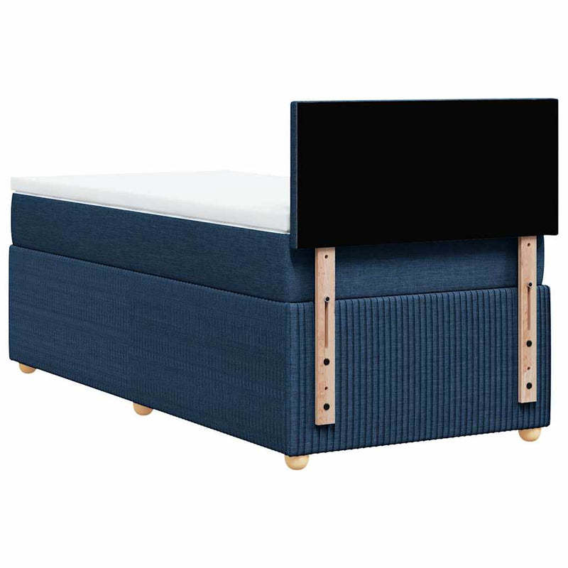 Pat box spring cu saltea, albastru, 90x190 cm, textil