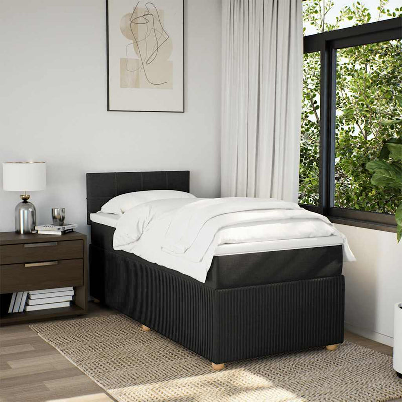Pat box spring cu saltea, negru, 90x190 cm, textil